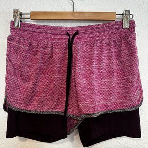 Champion C9 Athletic Shorts Duo Dry Layered Elastic Waist Drawstring Pink Size M